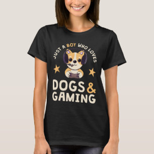 Just A Boy Who Loves Dogs And Gaming Cute Gamer Do T-Shirt