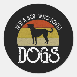 Just A Boy Who Loves Dogs Classic Round Sticker
