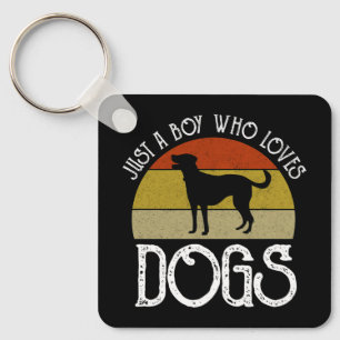 Just A Boy Who Loves Dogs Key Ring