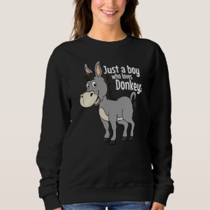 Just A Boy Who Loves Donkeys Zoo Animal Mule Heart Sweatshirt