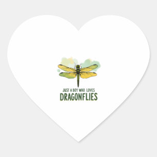 Just a Boy who loves Dragonflies. Dragonflies Drag Heart Sticker