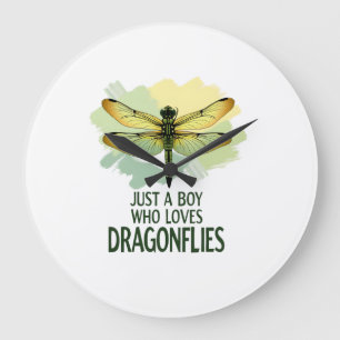 Just a Boy who loves Dragonflies. Dragonflies Drag Large Clock