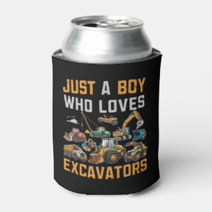 Just A Boy Who Loves Excavators Construction Can Cooler