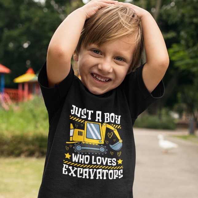 Just a Boy Who Loves Excavators –Kids Construction T-Shirt (Creator Uploaded)