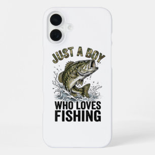 Just A Boy Who Loves Fishing Bass iPhone 16 Plus Case
