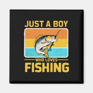 Just A Boy Who Loves Fishing Funny B Fish Fisherma Magnet