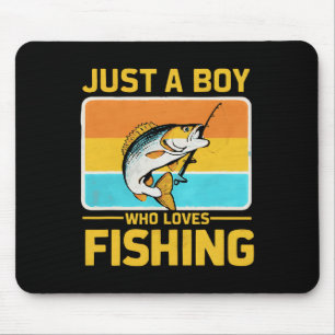 Just A Boy Who Loves Fishing Funny B Fish Fisherma Mouse Pad