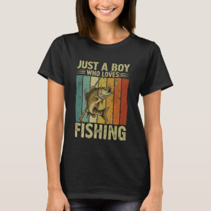 Just A Boy Who Loves Fishing Humour Bass Fish Love T-Shirt