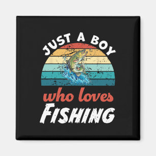 Just A Boy Who Loves Fishing Kids Fishing Boys  Magnet