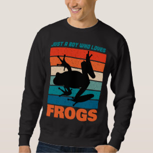 Just A Boy Who Loves Frogs - Retro Animal Sweatshirt