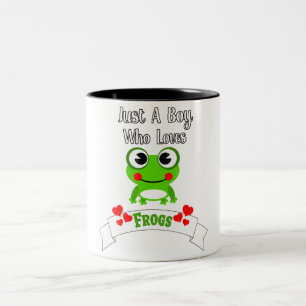 Just A Boy Who Loves Frogs   World's Cutest Frog Two-Tone Coffee Mug