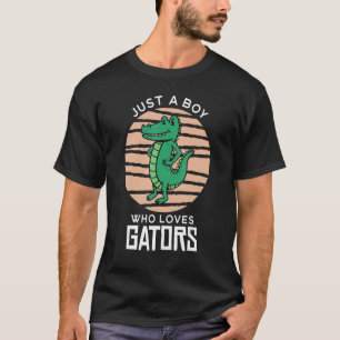 Just A Boy Who Loves Gators Wild Animal Crocodile T-Shirt