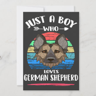 Just A Boy Who Loves German Shepherd Vintage Invitation