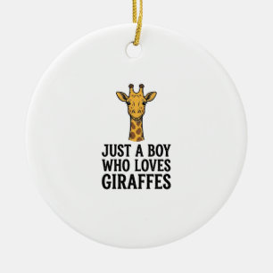 Just a Boy Who Loves Giraffes Cute Giraffe T-Shirt Ceramic Tree Decoration