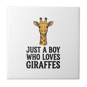 Just a Boy Who Loves Giraffes Cute Giraffe T-Shirt Tile