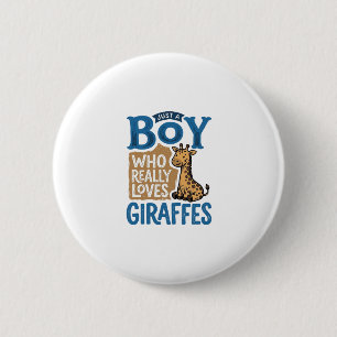 Just A Boy Who Loves Giraffes Vintage Shirt Design 6 Cm Round Badge