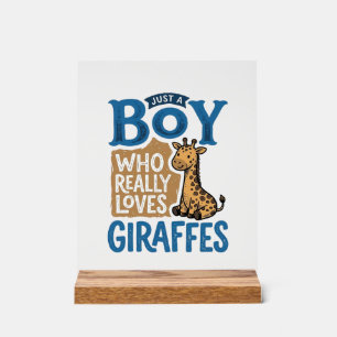 Just A Boy Who Loves Giraffes Vintage Shirt Design Acrylic Sign