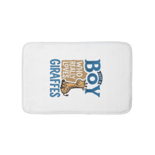 Just A Boy Who Loves Giraffes Vintage Shirt Design Bath Mat