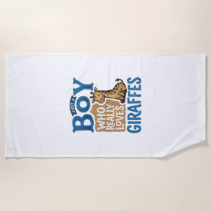 Just A Boy Who Loves Giraffes Vintage Shirt Design Beach Towel