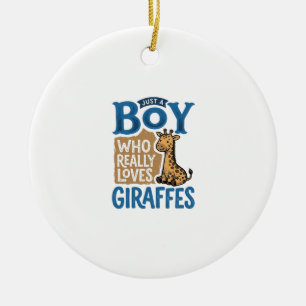 Just A Boy Who Loves Giraffes Vintage Shirt Design Ceramic Tree Decoration
