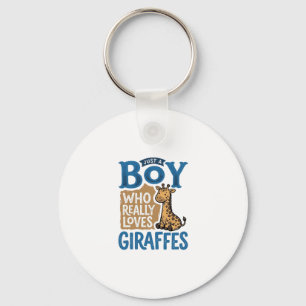 Just A Boy Who Loves Giraffes Vintage Shirt Design Key Ring