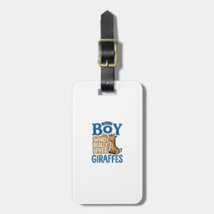 Just A Boy Who Loves Giraffes Vintage Shirt Design Luggage Tag