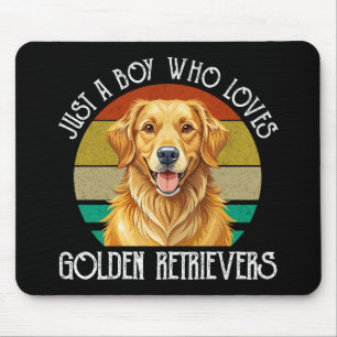 Just A Boy Who Loves Golden Retrievers Mouse Pad