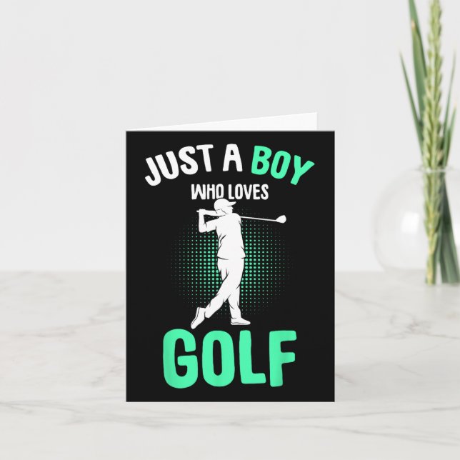 Just A Boy Who Loves Golf Club Golfer Golfing Kids Card (Front)