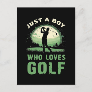 Just a Boy Who Loves Golf Club Golfer Golfing Kids Holiday Postcard
