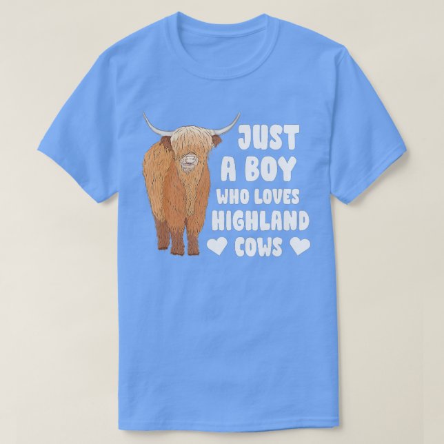 Just A Boy Who Loves Highland Cow Scottish Cattle  T-Shirt (Design Front)