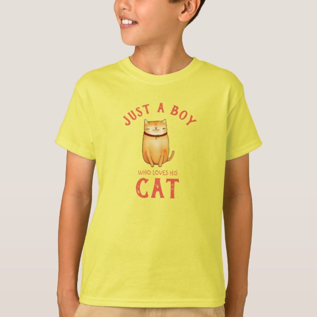 Just a boy who loves his Cat T-Shirt (Front)