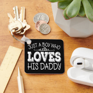 Just A Boy Who Loves His Daddy Cool Birthday Party Key Ring