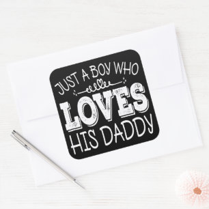Just A Boy Who Loves His Daddy Cool Birthday Party Square Sticker