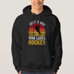 Just A Boy Who Loves Hockey Funny Ice Hockey Frisb Hoodie