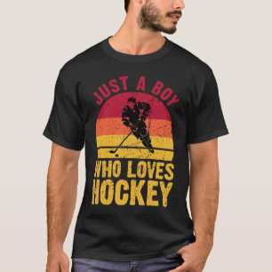 Just A Boy Who Loves Hockey Funny Ice Hockey Frisb T-Shirt