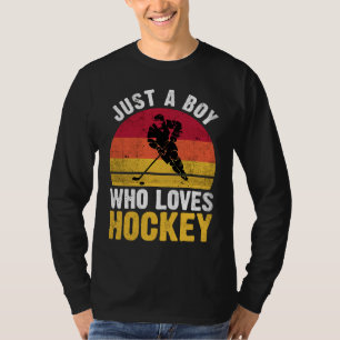 Just A Boy Who Loves Hockey Funny Ice Hockey Frisb T-Shirt