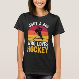 Just A Boy Who Loves Hockey Funny Ice Hockey Frisb T-Shirt