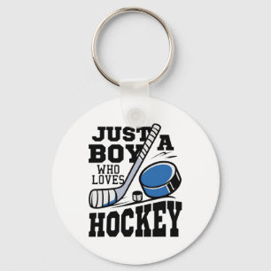 Just A Boy Who Loves Hockey Ice Hockey Lover Boys Key Ring