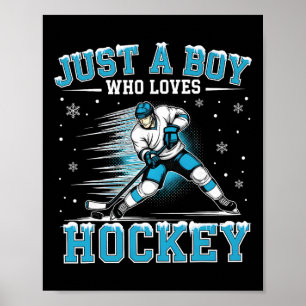 Just A Boy Who Loves Hockey Player Ice Hockey Kids Poster