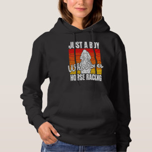 Just A Boy Who Loves Horse Racing Horse Racing Bet Hoodie