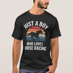 Just A Boy Who Loves Horse Racing Jockey Kids Hors T-Shirt