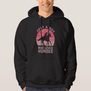 Just A Boy Who Loves Horses  men Horseback Riding Hoodie