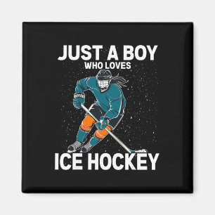 Just A Boy Who Loves Ice Hockey (1) Magnet