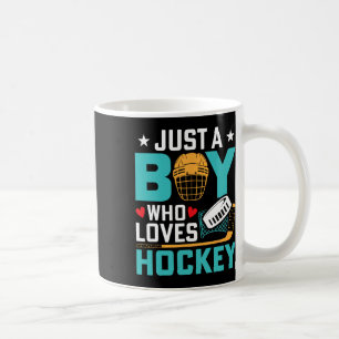 Just A Boy Who Loves Ice Hockey Player Fan Kids Yo Coffee Mug