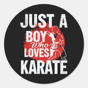 Just A Boy Who Loves Karate Martial Arts Kid Fight Classic Round Sticker
