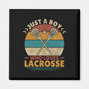 Just A Boy Who Loves Lacrosse Player Lax Lovers Bo Magnet