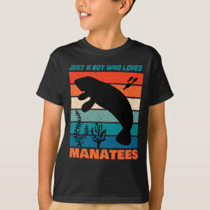 Just A Boy Who Loves Manatees - Retro Animal T-Shirt
