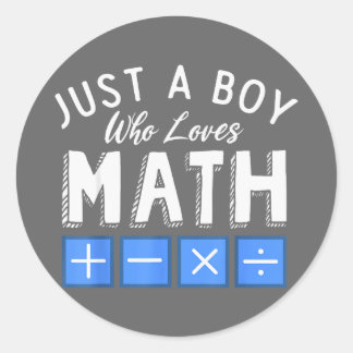 Just a Boy who loves Math Algebra Funny Mathematic Classic Round Sticker