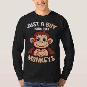 Just A Boy Who Loves Monkeys Boys Kids Monkey T-Shirt