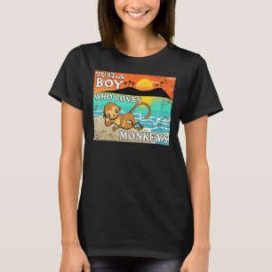 Just A Boy Who Loves Monkeys Mens Animal Retro 1 T-Shirt